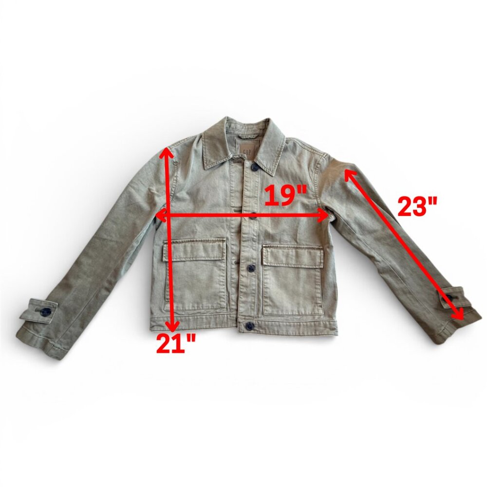GAP Easy Utility Jacket Perfect Khaki XS Button Front Cotton Chore Coat - Picture 6 of 17